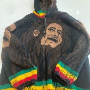 Large Wool Bob Marley Zip Up Jacket with Hood (Great Condition)